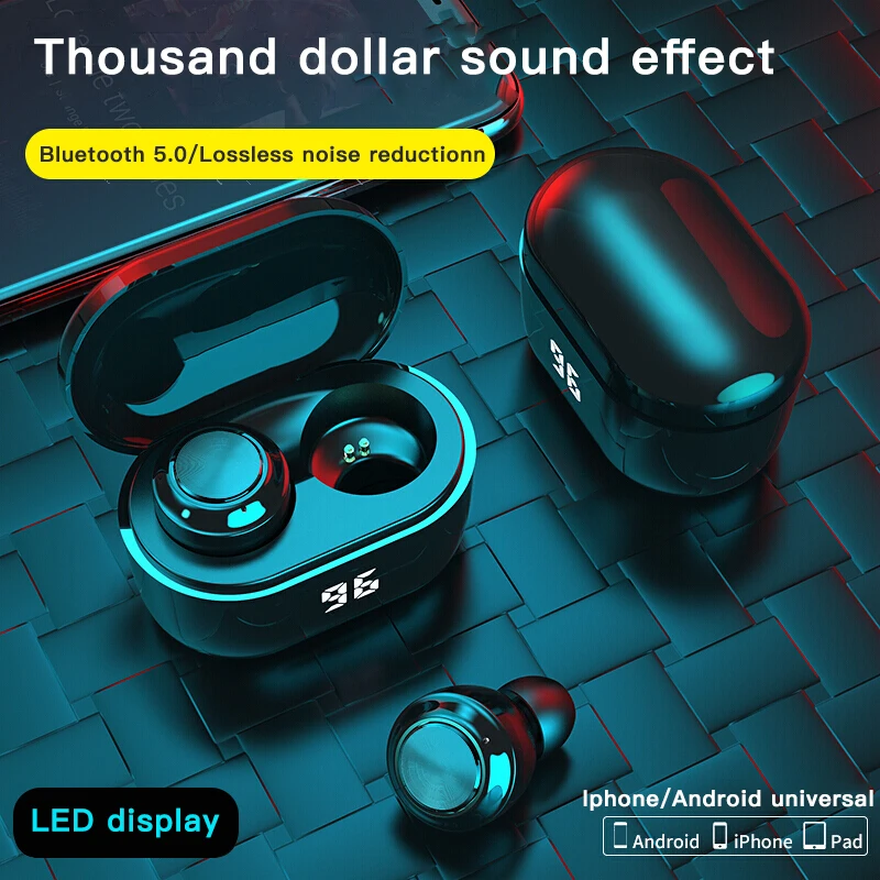 

Wireless Bluetooth 5.0 Earphone TWS HIFI Min Sports Running Gaming Headset Noise Cancelling Headset With Mic Support For HD Call