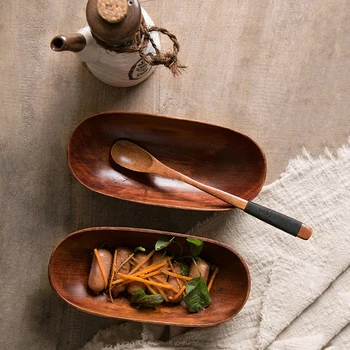 

Japanese-Style Dried Fruit Dish Solid Wood Tableware Food Serving Tray Desserts Snack Dishes Household Plate Dinnerware