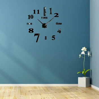 

Large Wall Clock without Frame Decorative Wall Art Clock Non-ticking for Living Room Bedroom Office(Black)