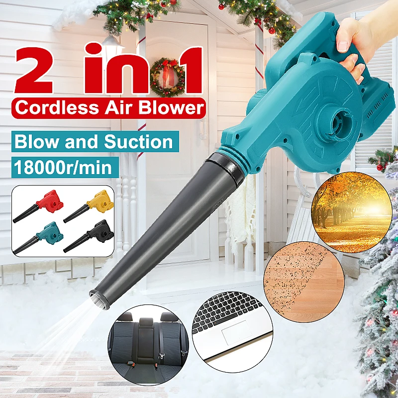 

2 IN 1 Drillpro Cordless Electric Air Blower Vacuum Leaf Dust Collector Cleaner Power Tool for 18V Makita Battery 18000r/min