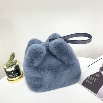 

Designer Cylinder Shaped Handbags Women 2020 Plush Bucket Bags Fashion Ladies Crossbody Messenger Bag Party Bolsas Tote Bag