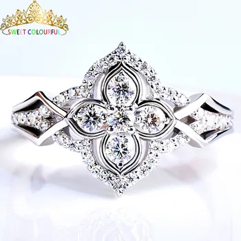 

100% 14K Gold ring D color VVS Moissanite Diamond Ring Wedding ring With national certificate D001