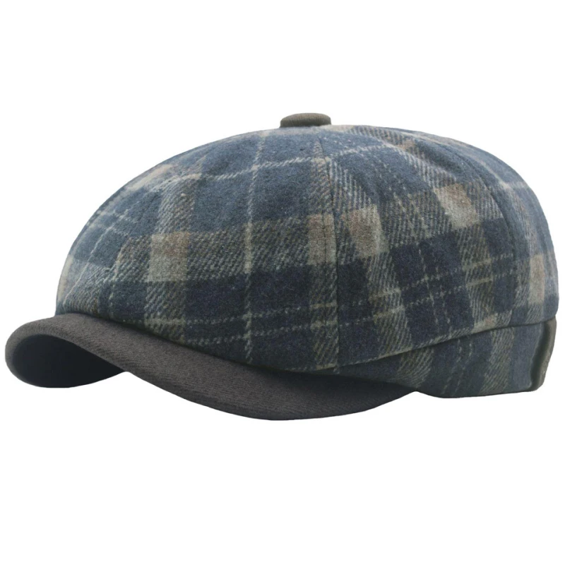 mens military beret hat HT3971 Berets Autumn Winter Hats for Men Women Vintage Plaid Octagonal Newsboy Cap Retro Artist Painter Wool Beret Hat Beret Cap mens military beret hat