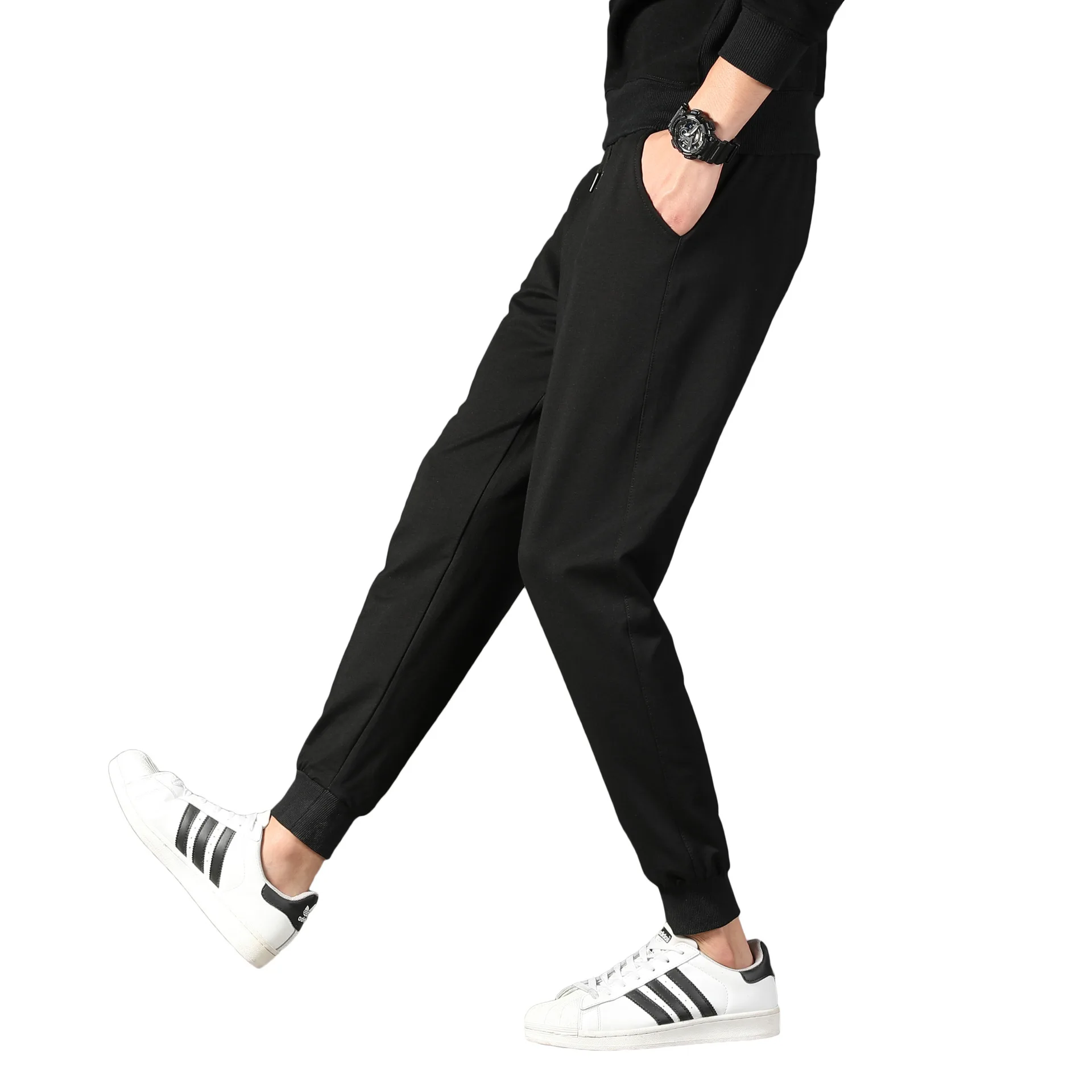 Pants Men's Korean-style Trend Autumn New Style Card Versatile Beam Leg Loose-Fit Sports Casual Capri Cargo Trousers