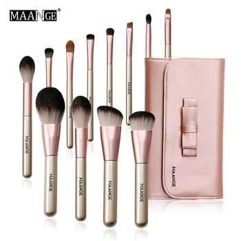 

MAANGE 12PCS makeup brushes set with Handle Brush Bag Synthetic Foundation Blending Face Powder Blush Eyeshadow Makeup Tool Kit