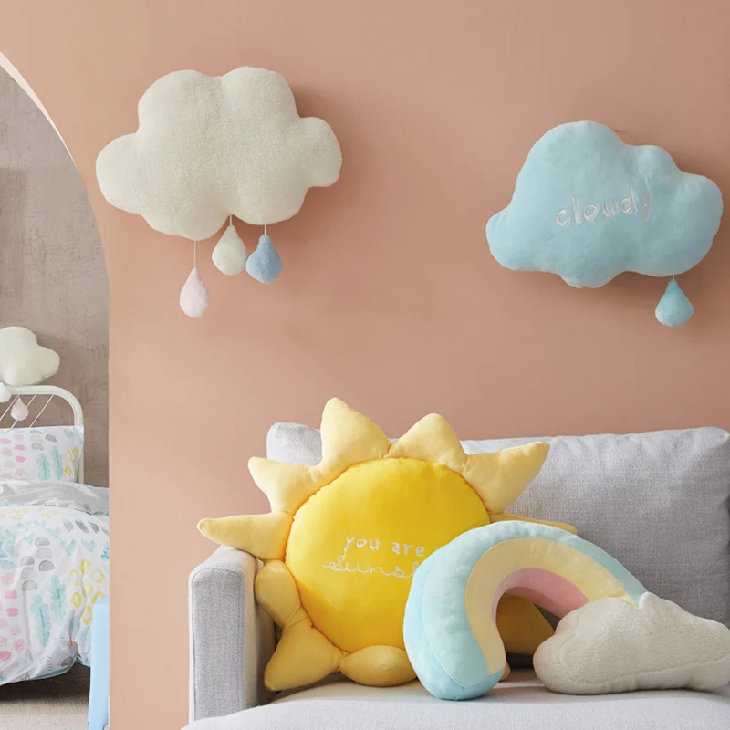 

ins Hot Candy Color Cloud Plush Pillow Colorful Rainbow Sun Cloud Pillow Cushion Sofa Home Decoration Throw Pillow Toy