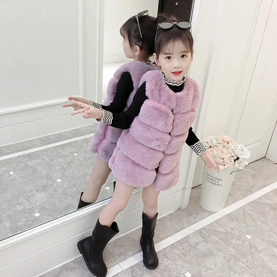 Жилет для девочек, Модный меховой жилет теплая детская верхняя одежда для девочек Осенняя детская зимняя одежда в Корейском стиле для девочек, вечерние - Цвет: As Picture