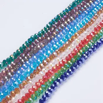 

10 Strands 8mm DIY Electroplate Glass Beads Mixed Color AB Color Plated 68pcs/strand