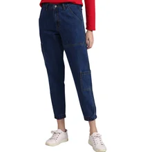 Джинсы бойфренда, женские весенние Свободные повседневные джинсы с высокой талией, женские джинсы с карманами, Женские джинсовые штаны размера плюс, женские джинсы C5519