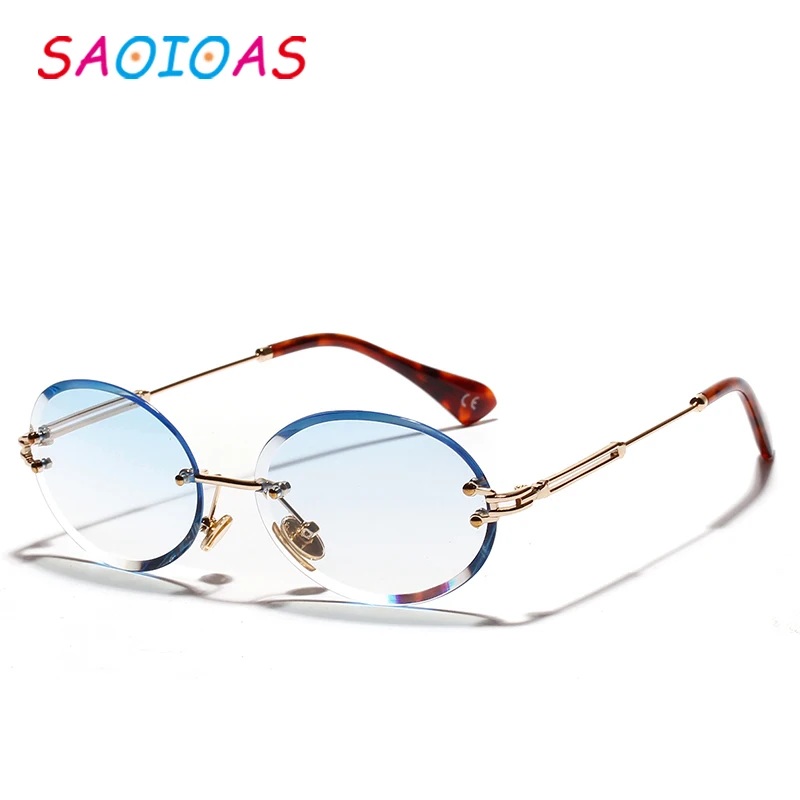 SAOIOAS Fashion Rimless Sunglasses Women 2020 Trendy Small Round Sun Glasses Summer Traveling Style UV400 Brown Shades for men | Аксессуары