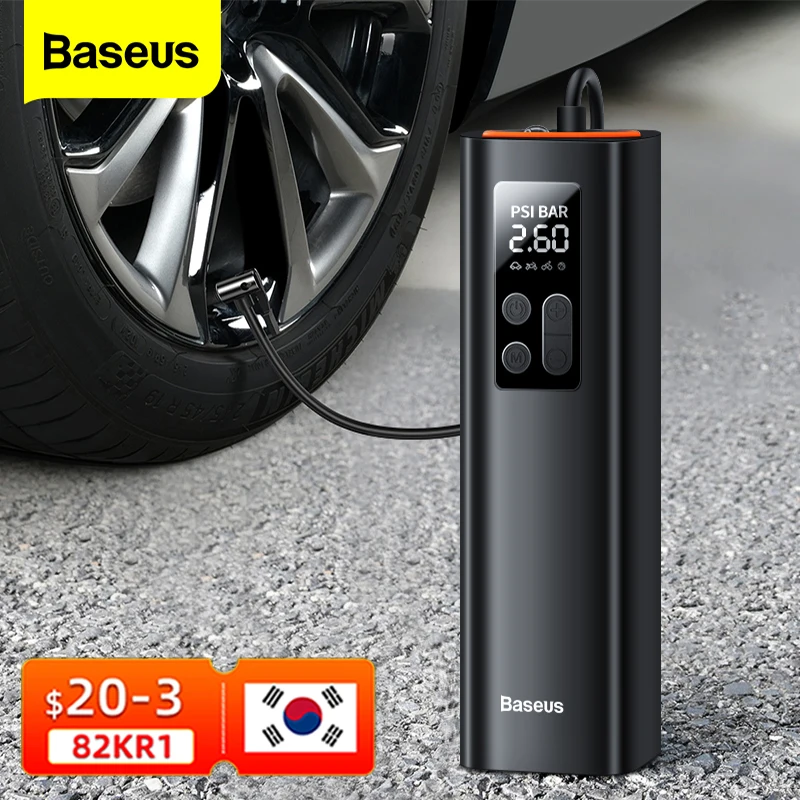 Автомобильный мини-компрессор Baseus портативный насос для автомобильных шин 12 В