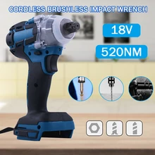 18 v brushless chave elétrica chave de soquete de impacto 520nm para a instalação da broca da mão bateria makita 1/2 chave de soquete ferramenta elétrica(China)