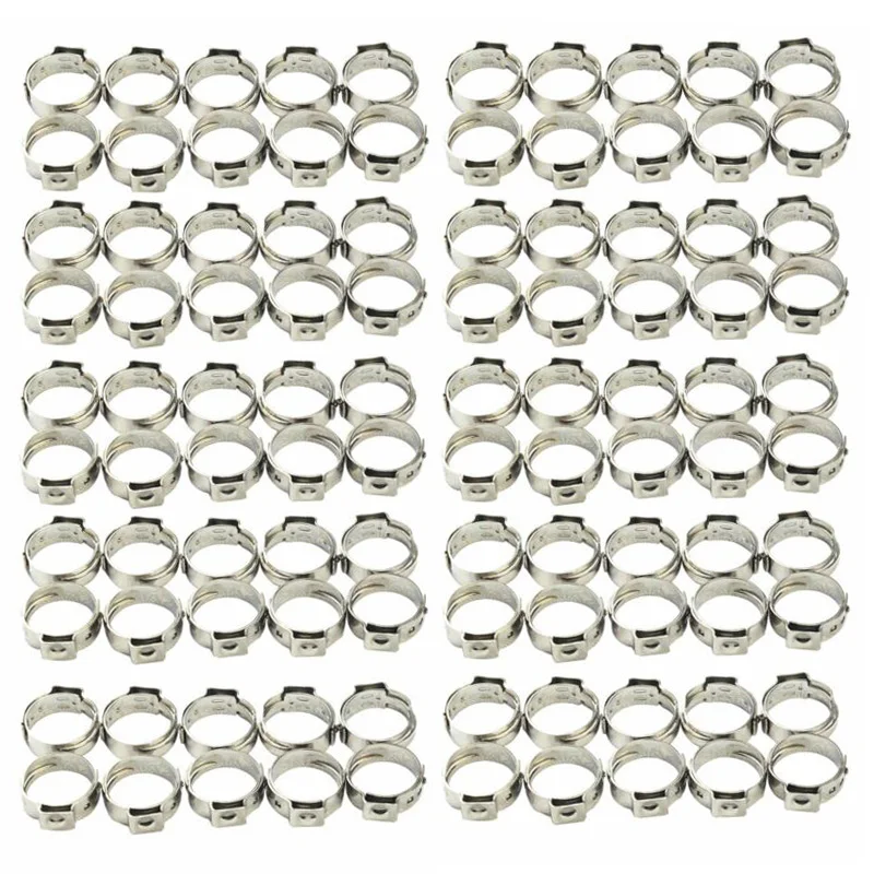 

High Quality 100pcs 1/2 PEX Stainless Steel Clamp Cinch Rings Crimp Pinch Fitting Accessory