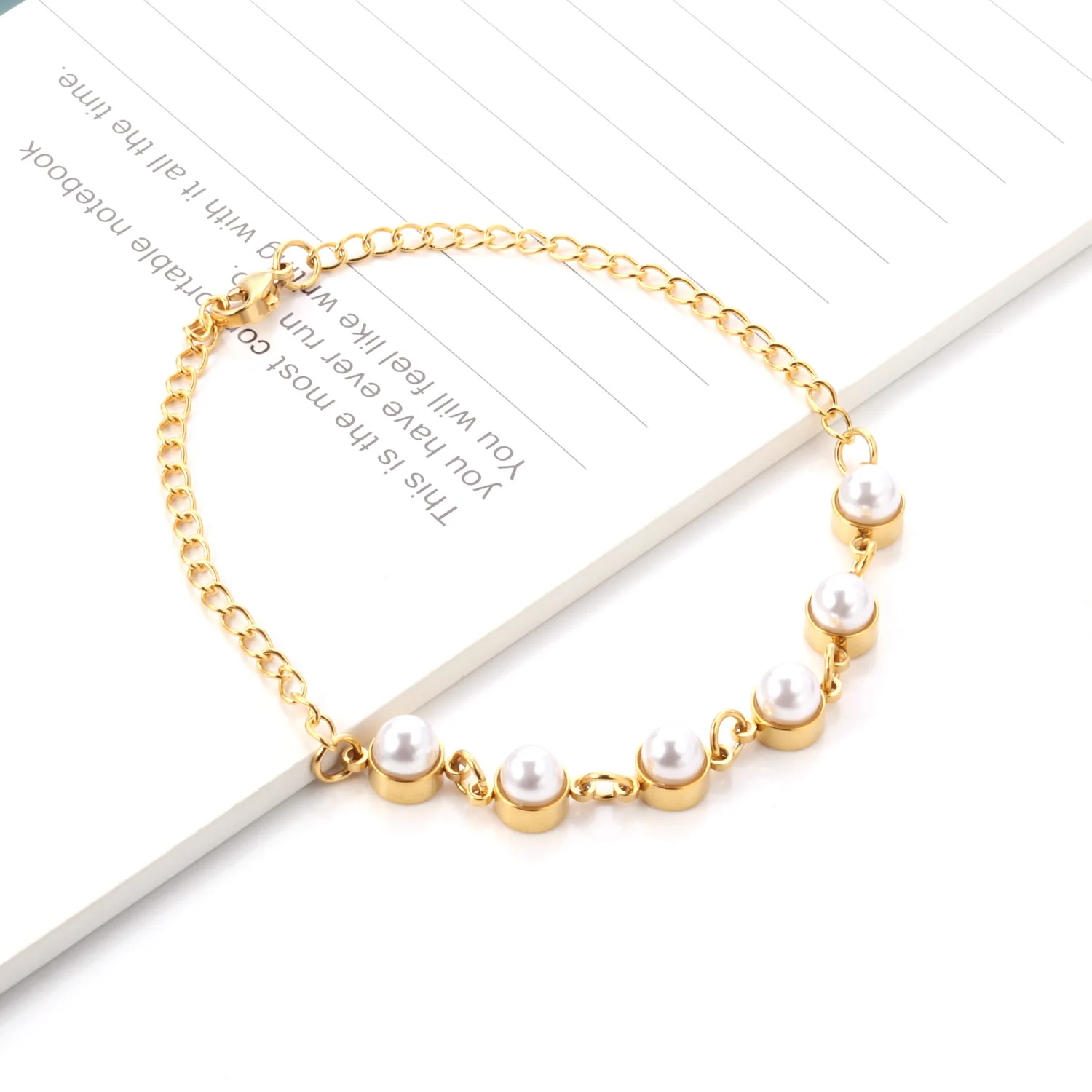 Браслеты LUXUSTEEL с искусственным жемчугом круглые цепи из нержавеющей стали