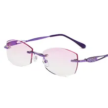 Новые женские очки для чтения с алмазной окантовкой Модные металлические анти-яркие деловые очки для чтения Ретро HD полимерные очки