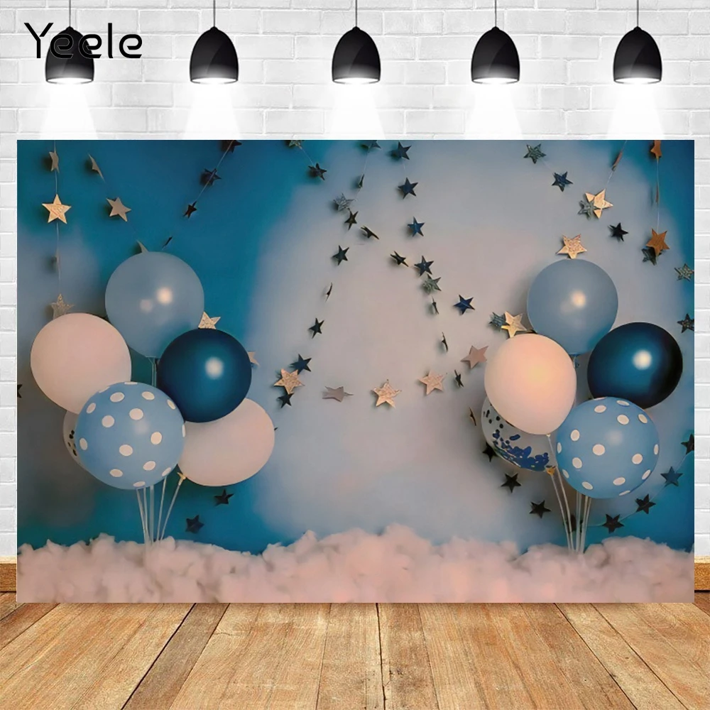 

Yeele Blue Balloon Background For Photography Baby Birthday Party Kids Room Decro Star Photo Backdrop Photozone Photophone Props