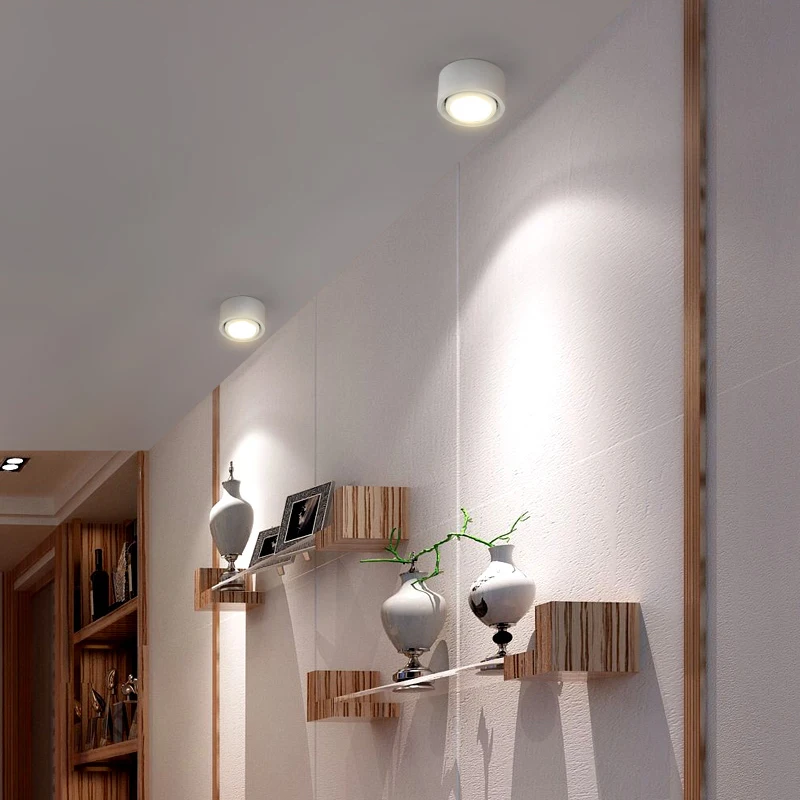 Поверхностный монтаж COB светодиодный потолочный светильник 3 Вт/5 Вт/7 Вт Светодиодный светильник AC85V-265V вращающийся потолочный светильник для кухни, балкона, ванной