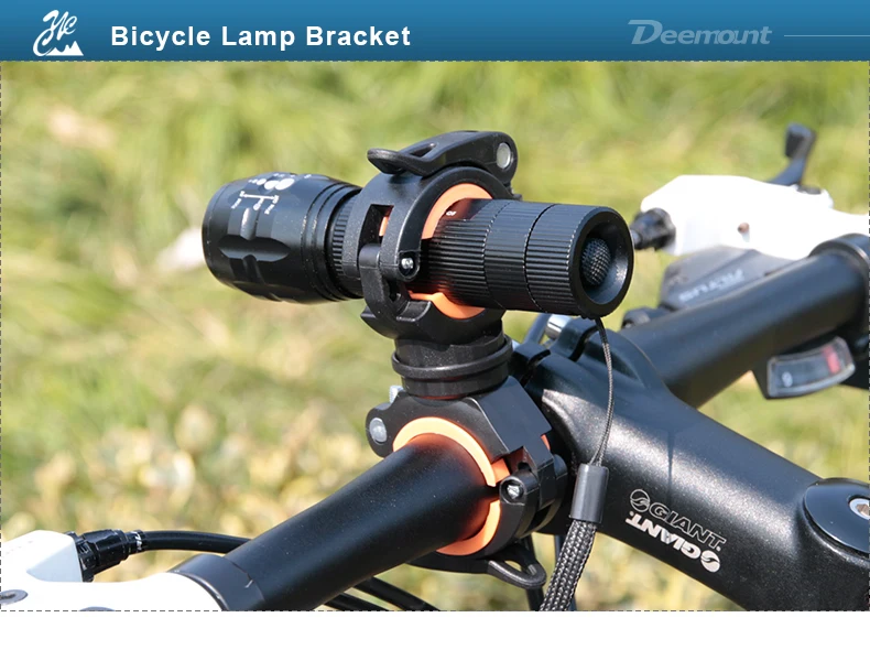 Deemount Bicycle Light Bracket Bike Lamp Holder LED Torch Headlight Pump Stand Quick Release Mount 360 Degree Rotatable HLD-211