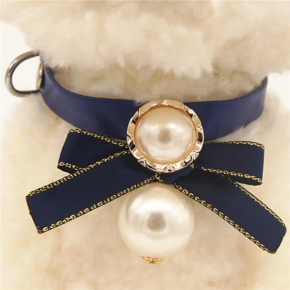 Жемчужный ошейник для маленькой собаки макарон бабочка ручной работы кота