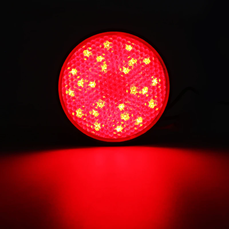 2PCS 12V 24LED Motorcycle Round Reflector Turn Signal Light With Red Red Lens For Motorbike Tail Brake Stop Decorating Lamp