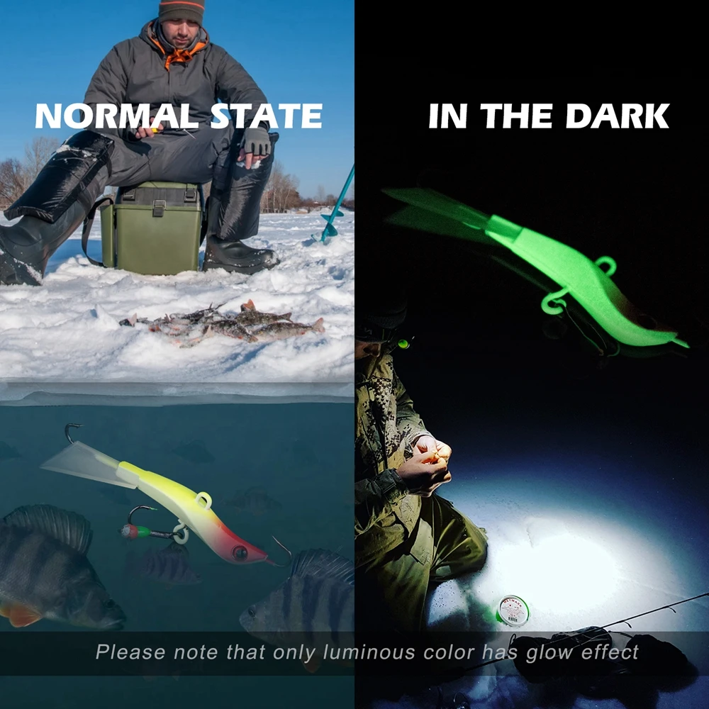 Goture Ice Winter Fishing Lure Luminous Balancer 7.1cm 14.4g S-Shaped  Barbed Treble Hook 3D Angry Eye For Trout Fishing Bait