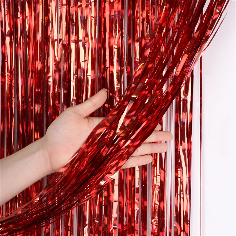 2 M Foil Fringe Shimmer Backdrop Wedding Party Wall Decoration Photo Booth Tinsel Glitter Curtain Gold | Дом и сад