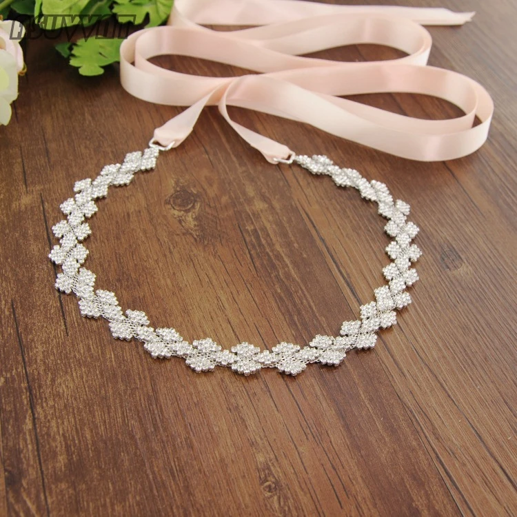 Fashion Women Belt Wedding Belt For Bridal Rhinestone Applique Bridesmaid Ribbon Belt For Lady Girl Evening Dress Accessorie