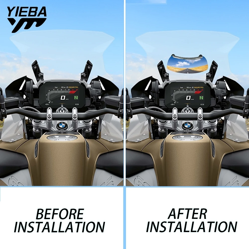 Motorcycle Windscreen 180 Degree Wide Angle Central Rearview Mirror For BMW C400X C400GT C600 Sport C650GT F650  F650ST F650CS