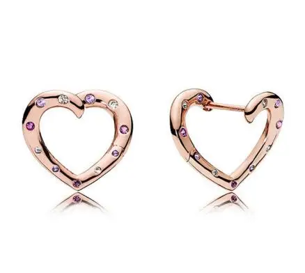 Подлинные 925 пробы серебряные серьги-паны, яркие серьги с розой в форме сердца для женщин, подарок на свадьбу, изысканные европейские ювелирные изделия