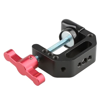 

CAMVATE Aluminum C-clamp Support Clamp Desktop Mount Holder Stand with 1/4"&3/8" Thread & Red T-handle For Mount Camera Monitor