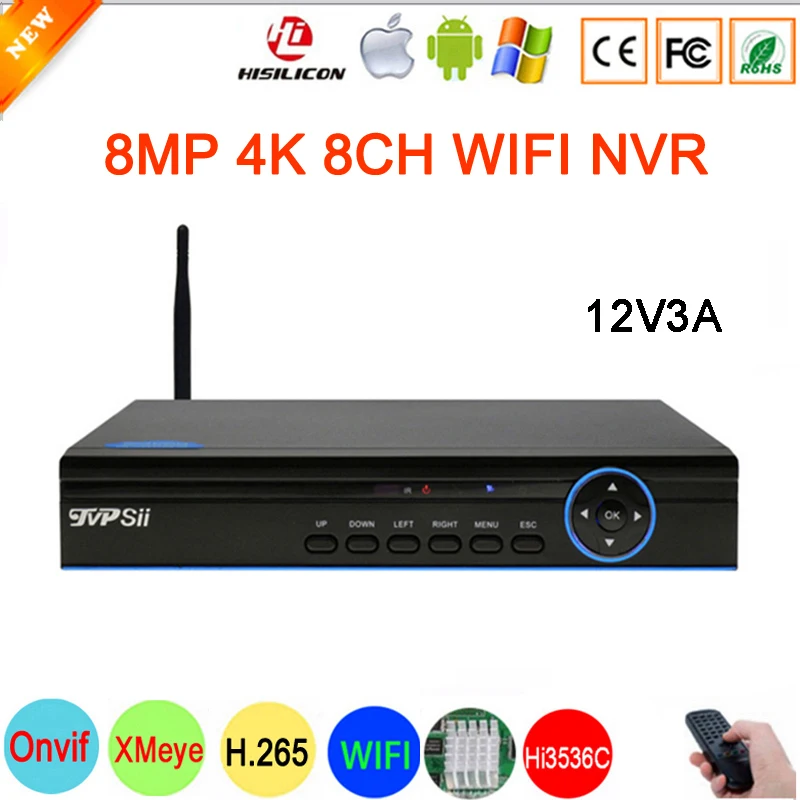 

Blue Panel Surveillance Video Recorder Hi3536C XMeye H.265+ 8MP 4K 8CH 8 Channel one SATA Audio WIFI Onvif IP Camera CCTV NVR