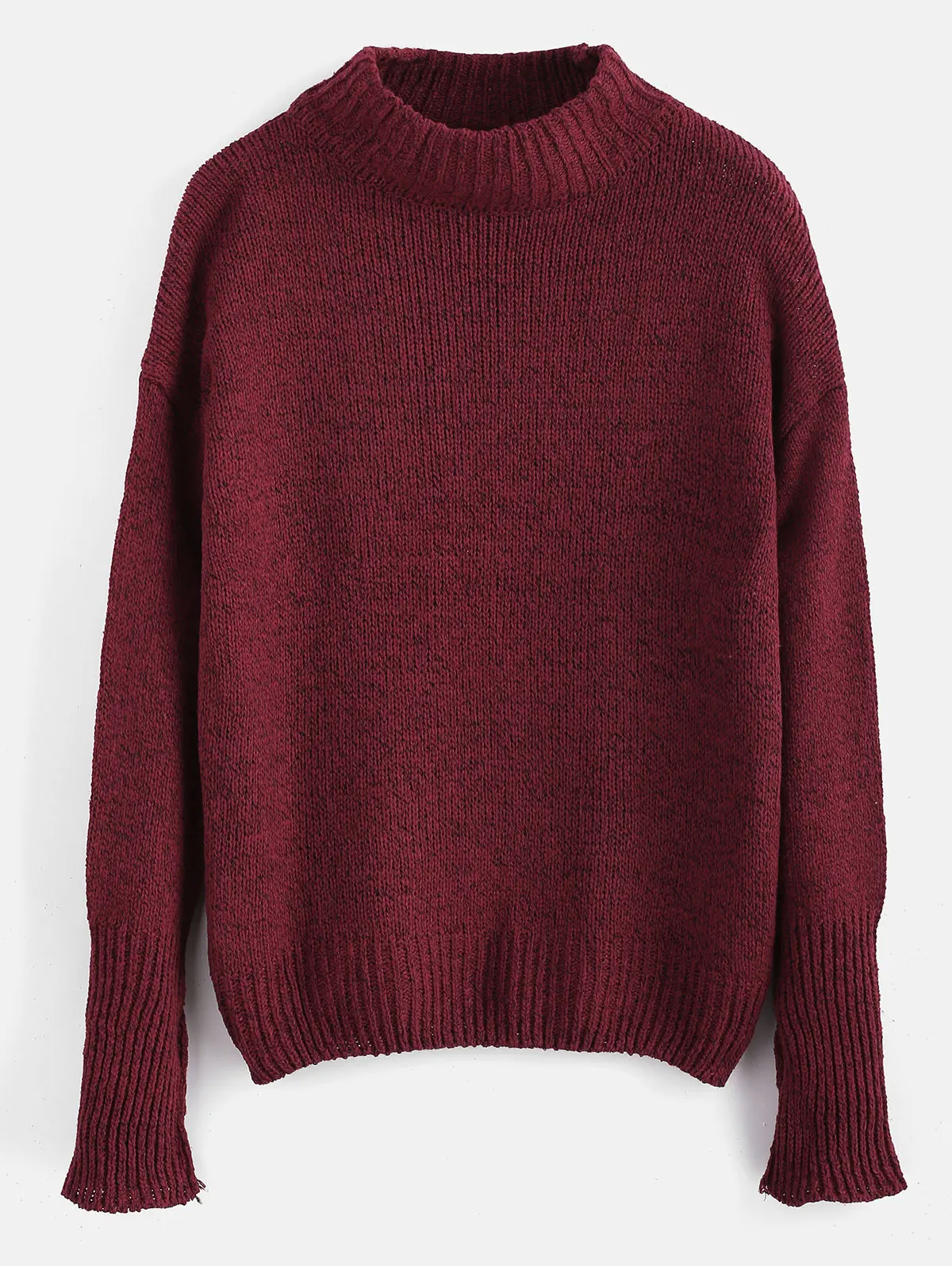 ZAFUL, теплый, меланжевый пуловер, свитер с открытыми плечами, круглый вырез, длинный рукав, хлопок, базовый свитер, осенние пуловеры, мода