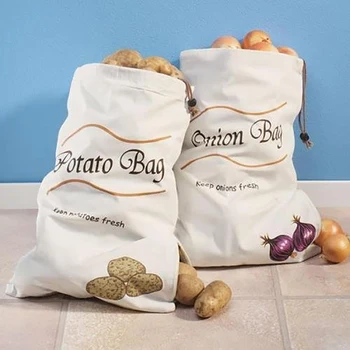 

Vegetables Storage Bag Drawstring Household Kitchen Vegetables Storage Bag For Potato Onion Garlic Portable Storage Bag Kitchen