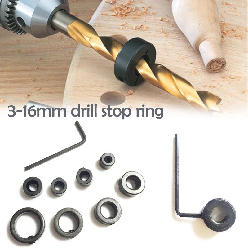 New 8pcs 3 16mm Woodworking Drill Locator Drill Bit Depth Stop Collars