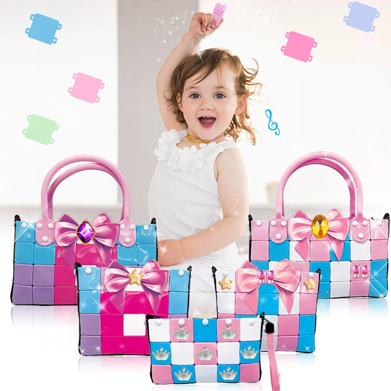 

New 16 Style Soft Girl Bag Building Blocks Kids DIY Bag Model Construction Educational Handmade Toys Children Christmas Gift