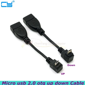 

1pcies/lot Micro USB Up DOWN 90 degrees Elbow OTG USB 2.0 A Female to Micro B Male Converter OTG Adapter Cable High quality