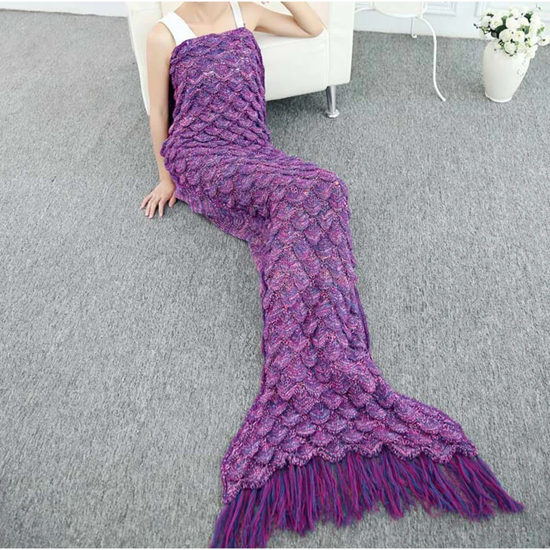 Best  2020 New Mermaid Tail TV Blanket Thick Warm Handmade Sleeping Bag Sleeping Bag Shawl Knitted Scarve