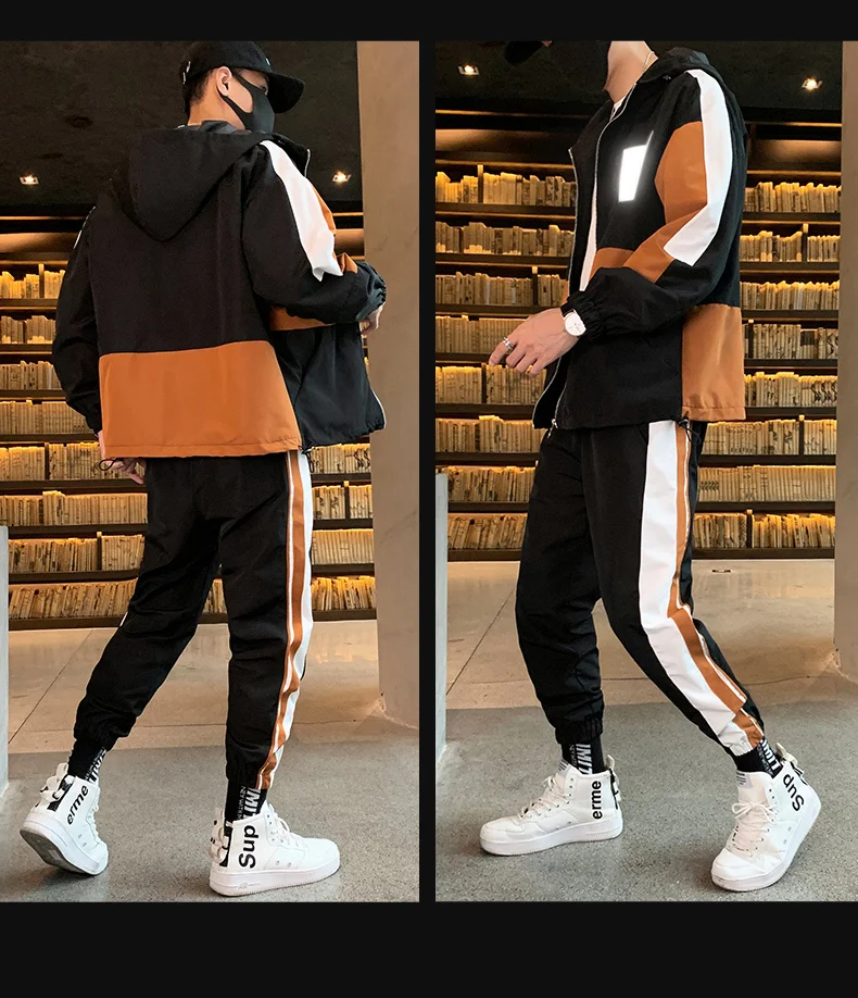 Fashion Autumn Spring Sporting Suit Sweatshirt+ Sweatpants Mens Clothing 2 Pieces Sets Slim Tracksuit Brand New Men Sets