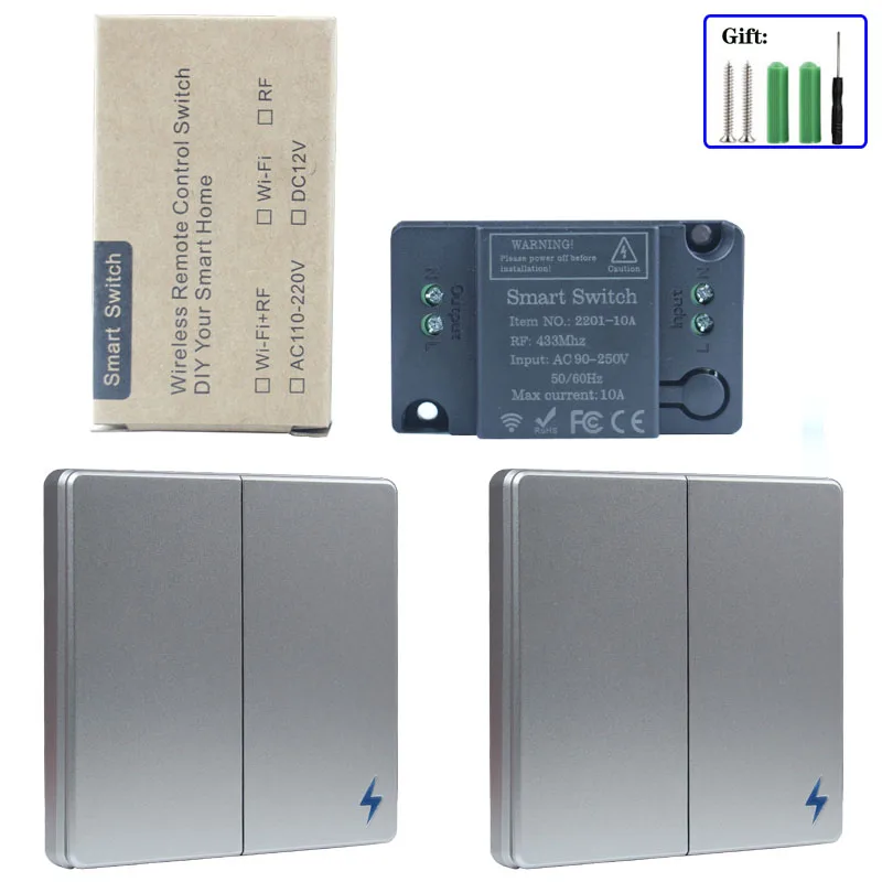 ZKRLLF Wireless  Remote Control Switch AC 110V 220V Lamp Light LED Bulb Wireless Switches Corridor Room Home Wall Panel Switch-2