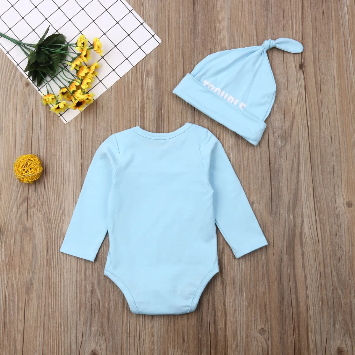 Cute Newborn Twins Baby Boys Girls Clothes Pink Blue Bodysuit Playsuit Hat Matching Family Outfits Clothing