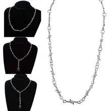 Набор панк готический сплав колючая проволока Brambles лезвие звено ожерелье браслет ювелирные изделия Хип-хоп чокер для женщин мужчин пара унисекс