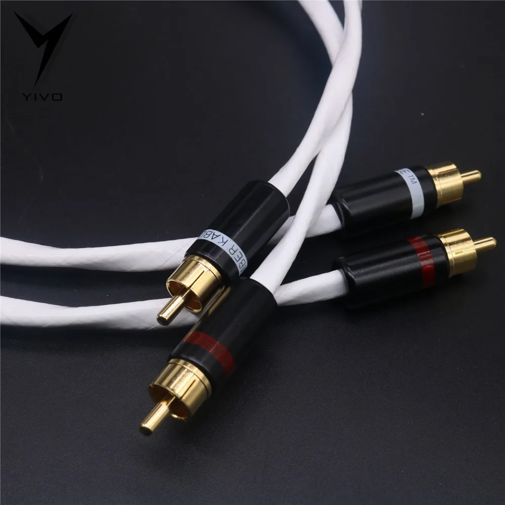 1 pair RCA to RCA Hi end OFC pure copper plated silver 6mm Headphone Extension Wire Cord Aux 2RCA to 2RCA Audio Cable
