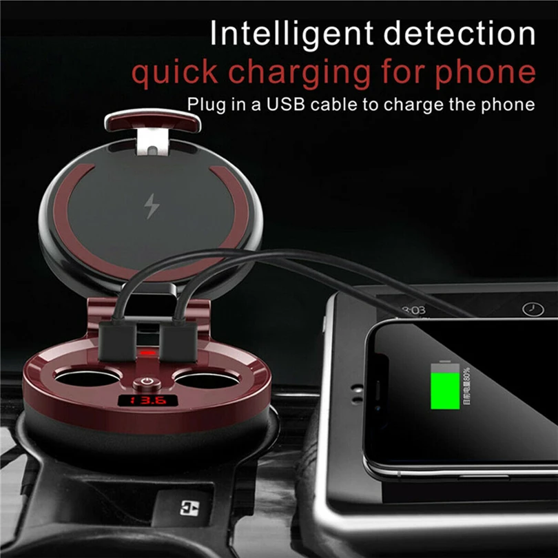 New 3in1 QI Car Wireless Charger In-Car Bluetooth Hands Free MP3 Player/Phone To Radio FM Transmitter Modulator+Power cord S30