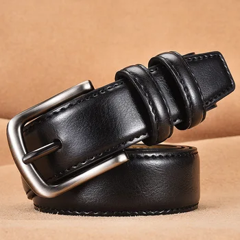 

Pin Buckle Belt 3.3cm Width Vintage Men's Male Cow Genuine Leather Strap Belts Jeans Luxury Cintos Masculinos Em Couro Marcas