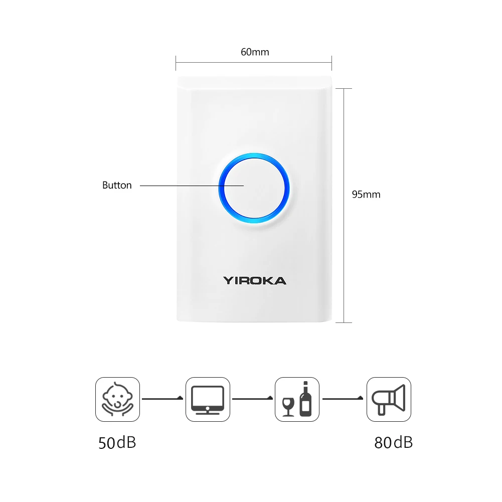 Музыкальный светодиодный беспроводной дверной звонок, Водонепроницаемый дверной звонок, внутренний приемник, дверное кольцо, пульт дистанционного управления