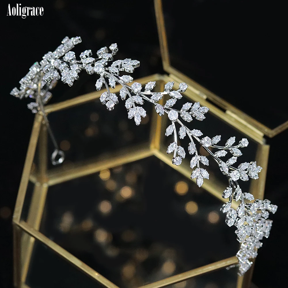 2022 New Cubic Zirconia Tiaras and Crowns for Women Shiny Zirconia Hairband Gold CZ Hair Accessories Wedding Bridal Headband