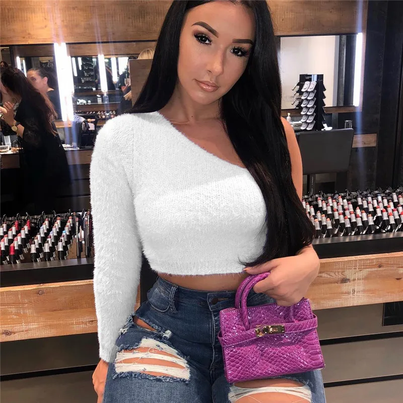 Ceny OWLPRINCESS nowe cukierki kolor aksamitna Off ramię T Shirt kobiety z długim rękawem krótkie bluzki Sexy T Shirt kobieta Vintage biały top koreański