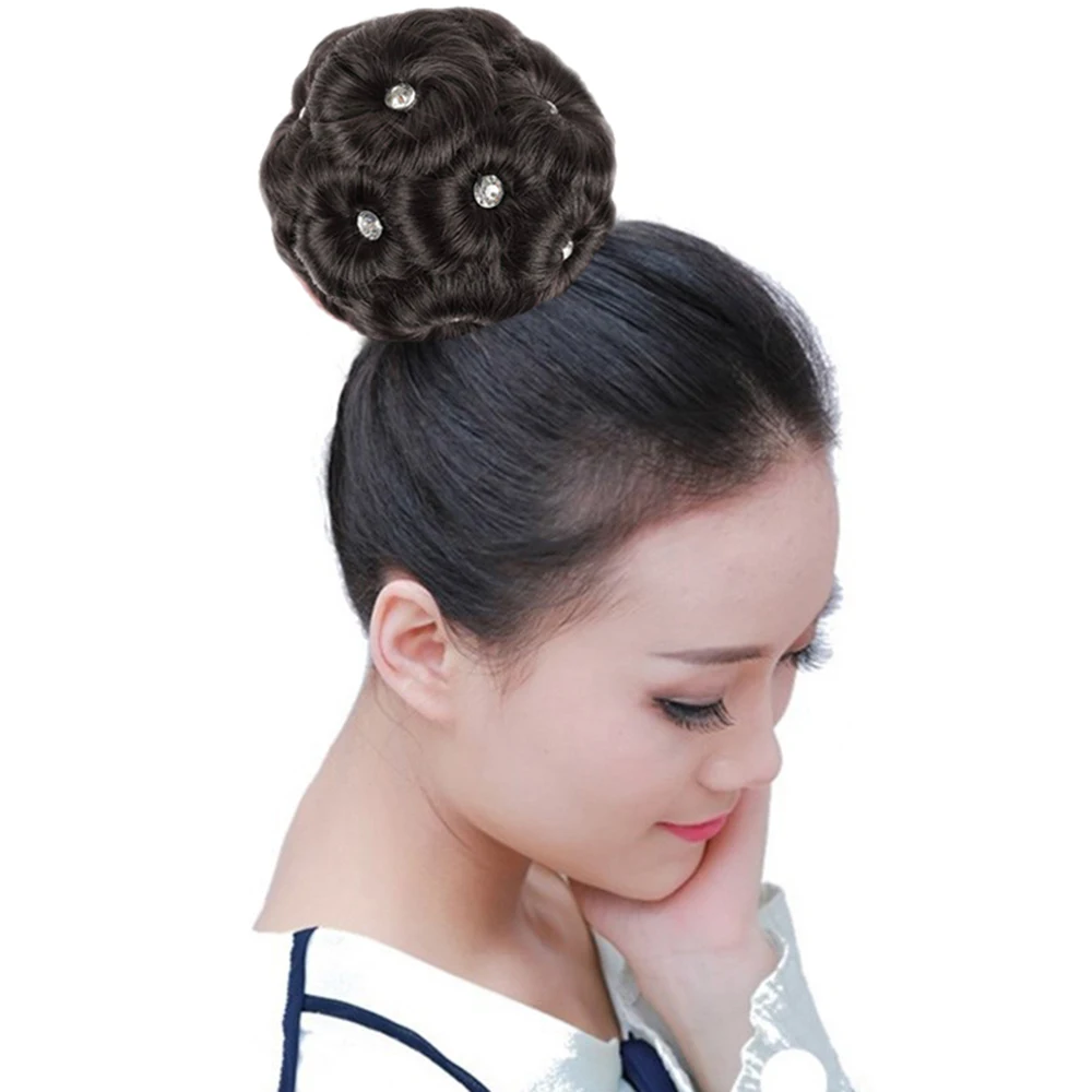 Women Ladies Messy Scrunchie Chignon Hair Bun Straight Elastic Band Updo Hairpiece Synthetic Hair Extension Hair Bands Decor