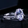 Huitan Oval Finger Ring Band Dazzling Brilliant CZ Stone Four Prong Setting Classic Wedding Anniversary Gift For Wife&Girlfriend ► Photo 3/6