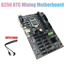 Scheda madre BTC B250 Mining con cavo SATA LGA 1151 Slot per scheda grafica 12x DDR4 USB3.0 SATA3.0 a bassa potenza per BTC Miner